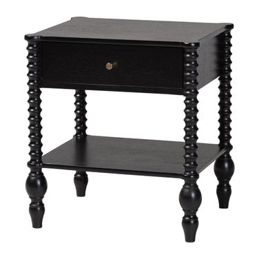 Baxton Studio Callison Spindle 1-Drawer Nightstand In Black