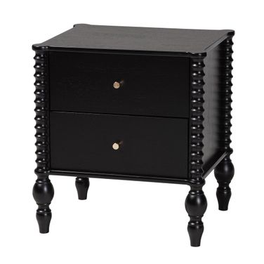 Baxton Studio Callison Spindle 2-Drawer Nightstand In Black