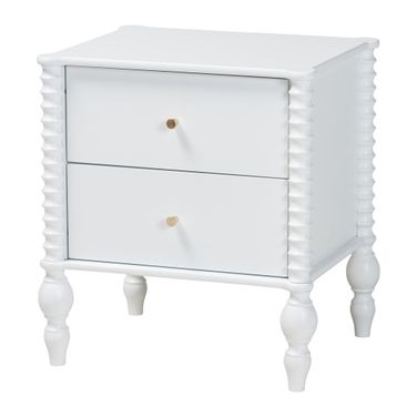 Baxton Studio Callison Spindle 2-Drawer Nightstand In White
