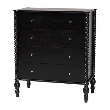Baxton Studio Callison Spindle 4-Drawer Chest In Black