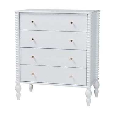 Baxton Studio Callison Spindle 4-Drawer Chest In White