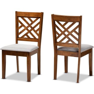 Baxton Studio Caron Modern And Contemporary Grey Fabric Upholstered And Walnut Brown Finished Wood 2 Piece Dining Chair Set