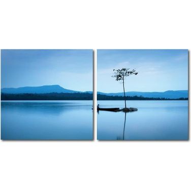 Baxton Studio Cerulean Stillness Mounted Photography Print Diptych