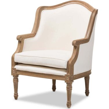 Baxton Studio Charlemagne Traditional French Accent Chair-Oak