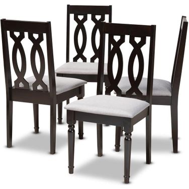 Baxton Studio Cherese Modern And Contemporary Grey Fabric Upholstered Espresso Brown Finished Wood Dining Chair Set Of 4