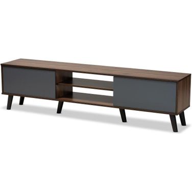Baxton Studio Clapton Modern And Contemporary Multi Tone Grey And Walnut Brown Finished Wood Tv Stand