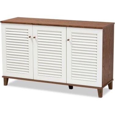 Coolidge Walnut Finished 8-Shelf Wood Shoe Storage Cabinet