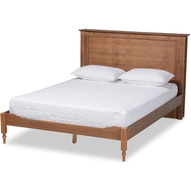 Baxton Studio Danielle Traditional and Transitional Rustic Ash Walnut Brown Finished Wood King Size Platform Storage Bed with Built-In Shelves