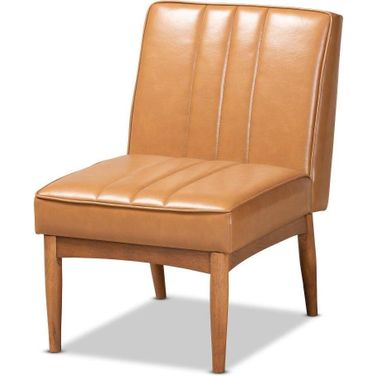 Baxton Studio Daymond Mid-Century Modern Tan Faux Leather Upholstered And Walnut Brown Finished Wood Dining Chair
