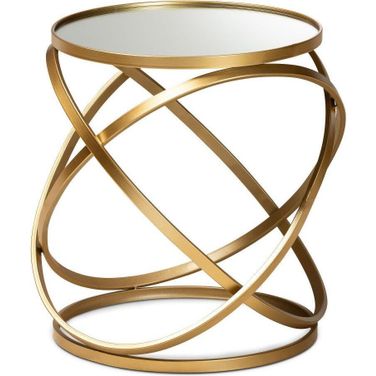 Baxton Studio Desma Glam And Luxe Gold Finished Metal And Mirrored Glass End Table