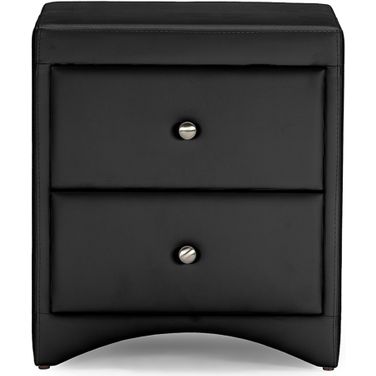 Baxton Studio Dorian Black Faux Leather Upholstered Modern Nightstand