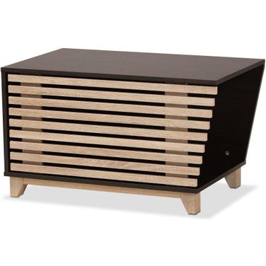 Baxton Studio Eckhart Modern and Contemporary Two-Tone Dark Brown and Oak Finished Wood Cat Litter Box Cover House
