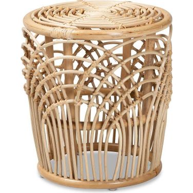 Baxton Studio Edena Modern Bohemian Natural Brown Finished Rattan End Table