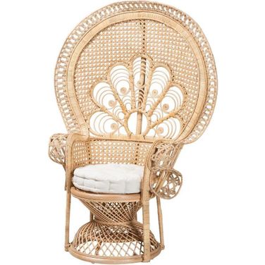 Baxton Studio Ediva Modern Bohemian Natural Brown Rattan Peacock Accent Chair