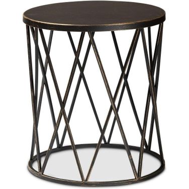 Baxton Studio Finnick Modern Industrial Antique Black Finished Metal End Table