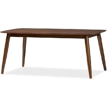 Baxton Studio Flora Mid-Century Modern Oak Medium Brown Finishing Wood Dining Table