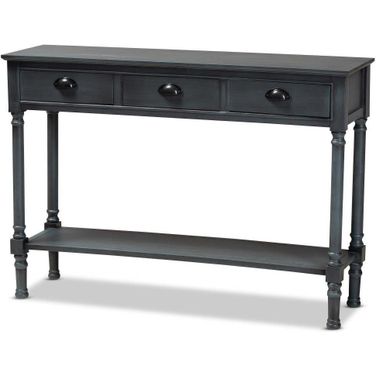 Baxton Studio Garvey French Provincial Grey Finished Wood 3 Drawer Entryway Console Table