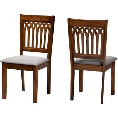 Baxton Studio Genesis Modern Grey Fabric and Walnut Brown Finished Wood 2 Piece Dining Chair Set