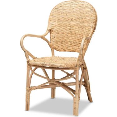 Baxton Studio Genna Modern Bohemian Natural Brown Finished Rattan Dining Chair