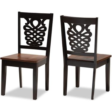Baxton Studio Gervais Modern And Contemporary Transitional Two Tone Dark Brown And Walnut Brown Finished Wood 2 Piece Dining Chair Set