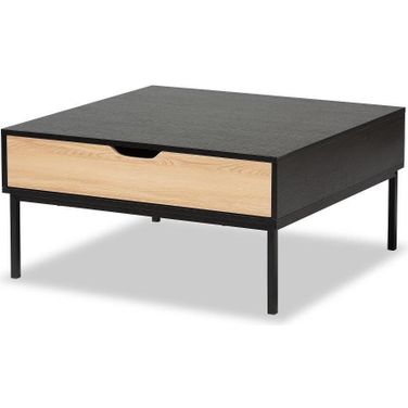 Baxton Studio Haben Modern and Contemporary Two-Tone Oak Brown and Black Finished Wood Coffee Table