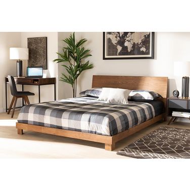 Baxton Studio Haines Modern and Contemporary Walnut Brown Finished Wood King Size Platform Bed