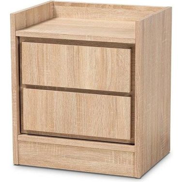 Baxton Studio Hale Modern and Contemporary Oak Finished Wood 2-Drawer Nightstand