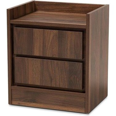 Baxton Studio Hale Modern and Contemporary Walnut Brown Finished Wood 2-Drawer Nightstand