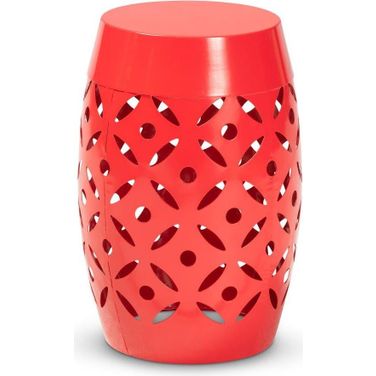 Baxton Studio Hallie Modern and Contemporary Red Finished Metal Outdoor Side Table