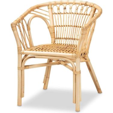 Baxton Studio Kaka Modern Bohemian Natural Brown Rattan Dining Chair