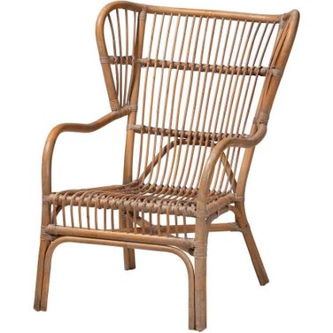 Baxton Studio Lamaria Modern Bohmenian Natural Brown Antique Rattan Arm Chair