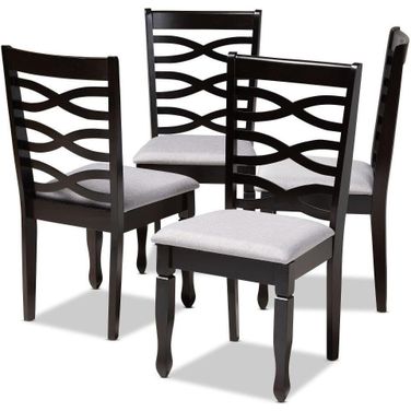 Baxton Studio Lanier Modern And Contemporary Gray Fabric Upholstered Espresso Brown Finished Wood Dining Chair Set Of 4
