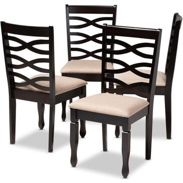 Baxton Studio Lanier Modern And Contemporary Sand Fabric Upholstered Espresso Brown Finished Wood Dining Chair Set Of 4