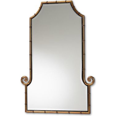 Baxton Studio Layan Glamourous Hollywood Regency Style Gold Finished Metal Bamboo Inspired Accent Wall Mirror