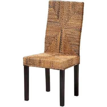 Baxton Studio Laymi Modern Bohemian Dark Brown Mahogany Wood and Banana Fiber Dining Chair