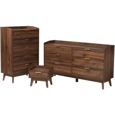 Baxton Studio Lena Mid-Century Modern Walnut Brown Finished Wood 3-Piece Storage Set