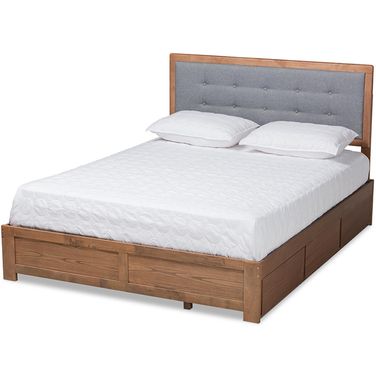 Lene Ash Walnut Grey King Platform Storage Bed