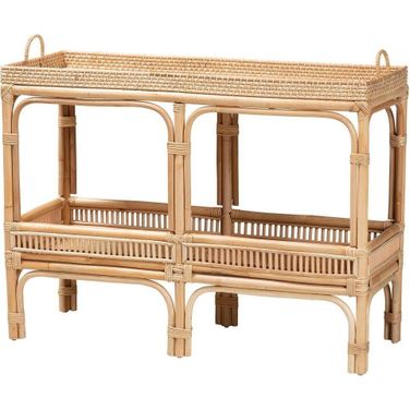 Baxton Studio Lombok Modern Bohemian Natural Brown Rattan Console Table
