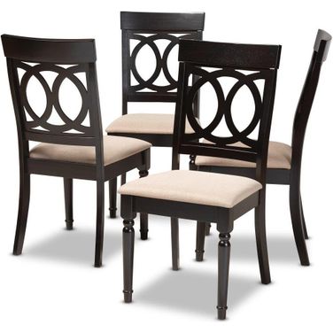 Baxton Studio Lucie Modern And Contemporary Sand Fabric Upholstered Espresso Brown Finished Wood Dining Chair Set Of 4