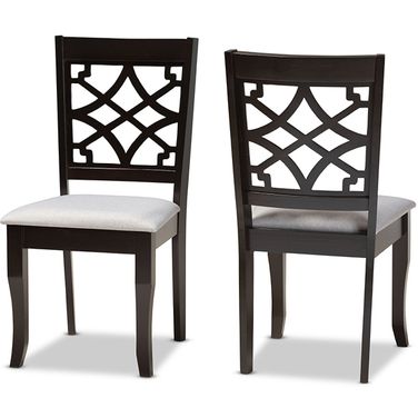 Baxton Studio Mael Modern and Contemporary Grey Fabric Upholstered and Dark Brown Finished Wood 2-Piece Dining Chair Set