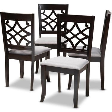 Baxton Studio Mael Modern And Contemporary Grey Fabric Upholstered Espresso Brown Finished Wood Dining Chair Set Of 4