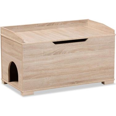 Baxton Studio Mariam Modern and Contemporary Oak Finished Wood Cat Litter Box Cover House