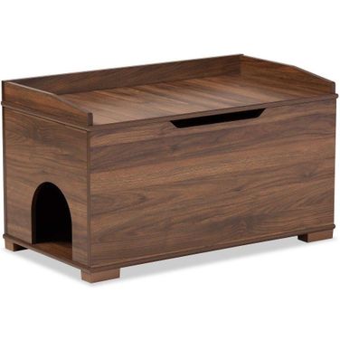 Baxton Studio Mariam Modern and Contemporary Walnut Brown Finished Wood Cat Litter Box Cover House