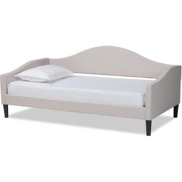 Baxton Studio Milligan Modern and Contemporary Beige Fabric Upholstered and Dark Brown Finished Wood Full Size Daybed