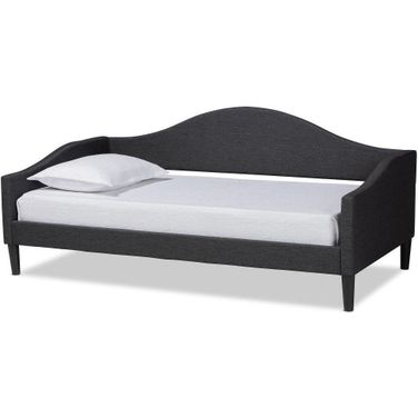 Baxton Studio Milligan Modern And Contemporary Charcoal Fabric Upholstered And Dark Brown Finished Wood Twin Size Daybed