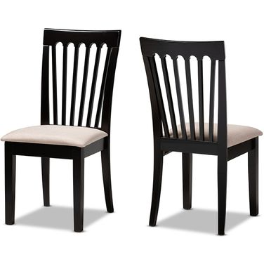 Baxton Studio Minette Modern and Contemporary Sand Fabric Upholstered Espresso Brown Finished 2-Piece Wood Dining Chair Set