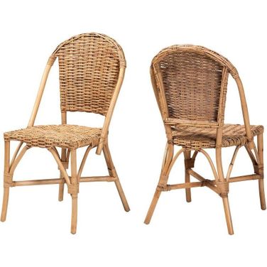 Neola Modern Bohemian Natural Rattan Dining Chair Set