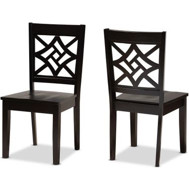 Baxton Studio Nicolette Modern And Contemporary Dark Brown Finished Wood 2 Piece Dining Chair Set