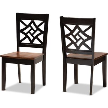 Baxton Studio Nicolette Modern And Contemporary Two Tone Dark Brown And Walnut Brown Finished Wood 2 Piece Dining Chair Set