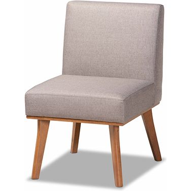 Baxton Studio Odessa Mid-Century Modern Grey Fabric Upholstered and Walnut Brown Finished Wood Dining Chair
